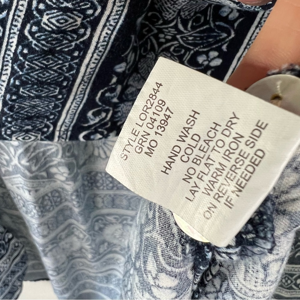 Anthropologie Fig & Flower Bohemian Rayon Balloon Sleeve Tunic Blouse L - Picture 11 of 13